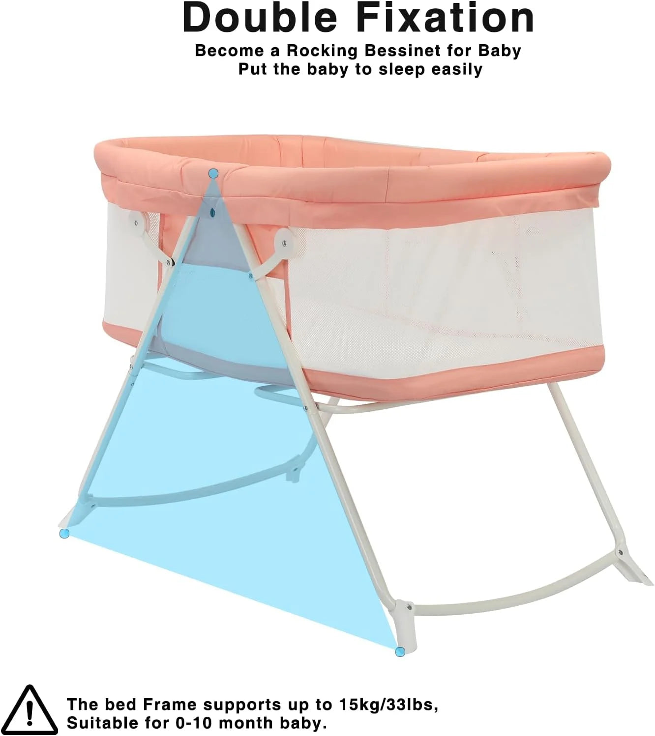 Pink Baby Crib,2 in 1 Cribs and Cradles, Easy Folding Travel Cot with Mattress