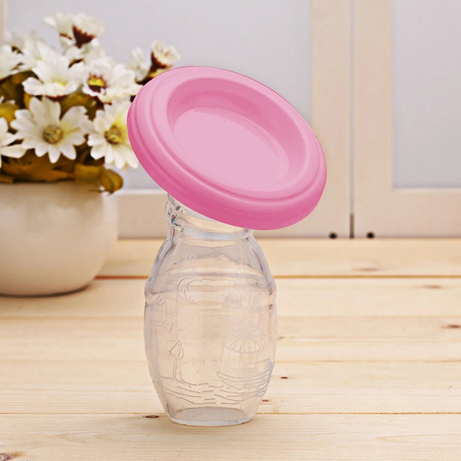 Clearance!  Manual Baby Breast Pump Food Grade Silicone Milk Collector with Lid Breastfeeding Tool Manual Breast Pump Newborn Essentials Must Haves Pink