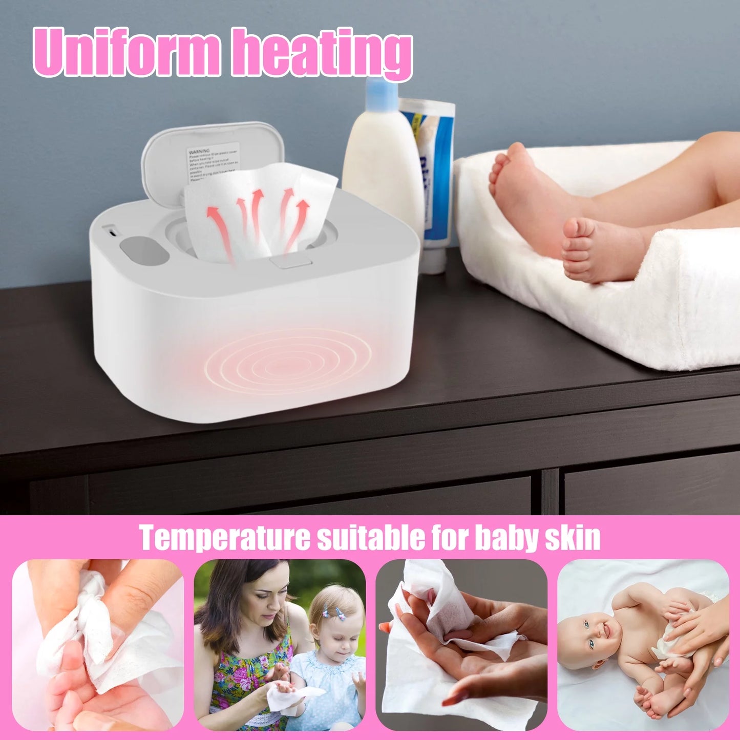 Baby Wipe Warmer Thermostat Baby Wipe Heater Portable Baby Wipes Dispenser Warmer for Home