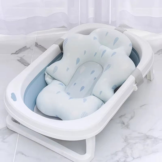 Baby Bath Seat Support Mat Newborn Bath Tub Seat Baby Bath Tub Nonslip Pad Safety Bath Support Soft Cushion Mat Pillow 54X41Cm