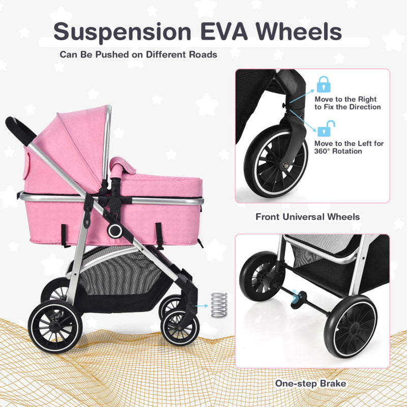 2-In-1 Convertible Baby Stroller with Reversible Seat