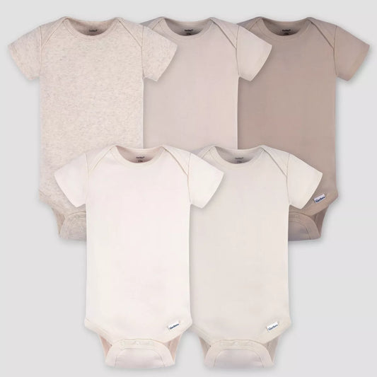 Gerber Baby 5Pk Tonal Short Sleeve Bodysuit