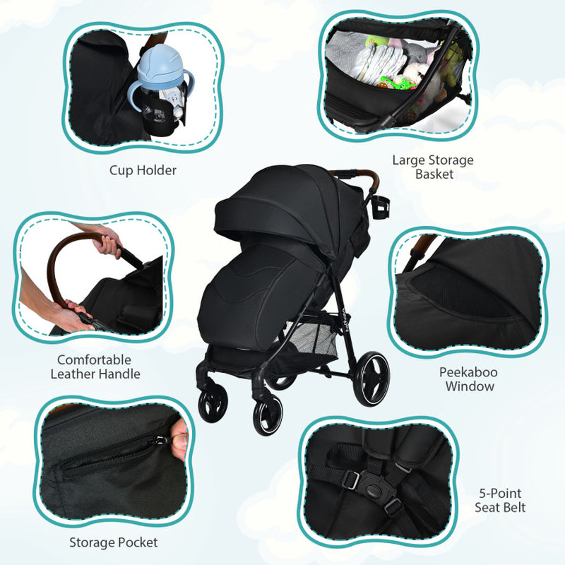 High Landscape Baby Stroller with Easy One-Hand Fold Design