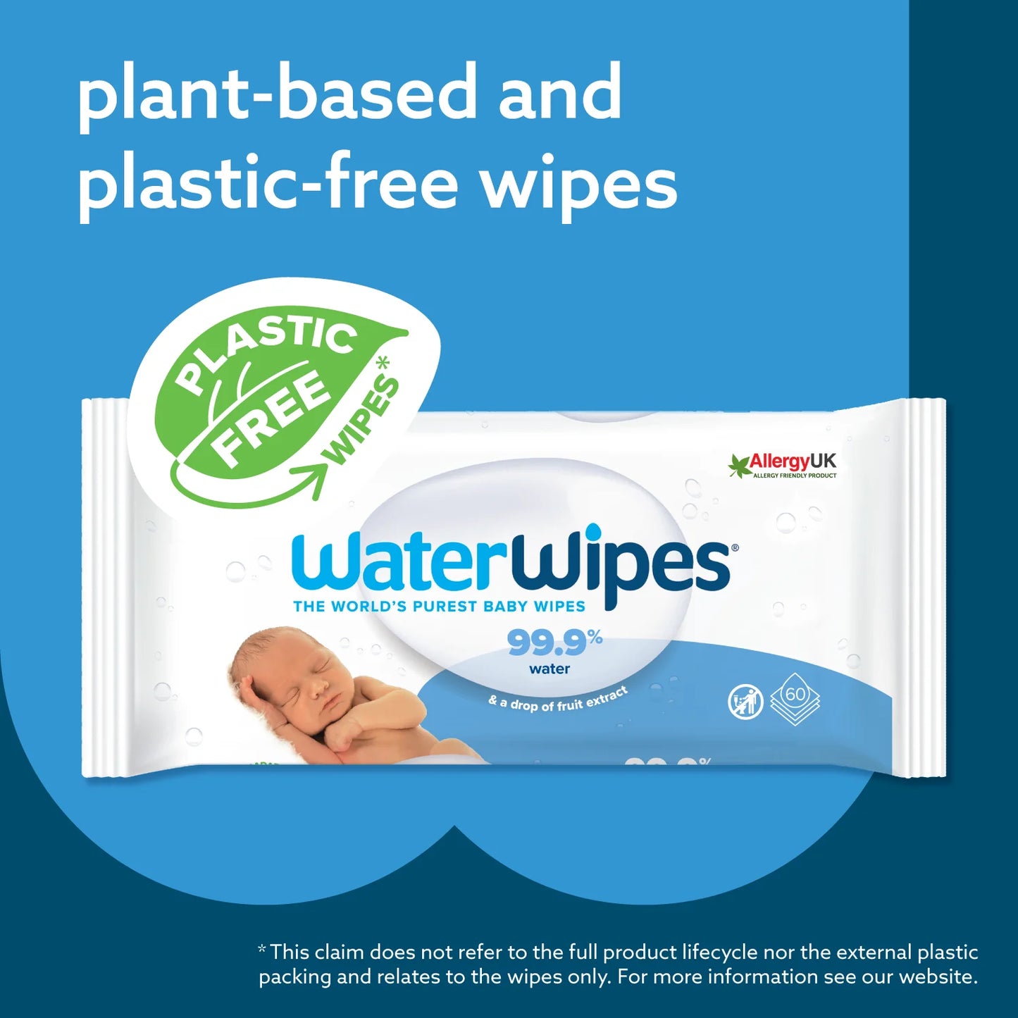 Original 99.9% Water Based Baby Wipes, Unscented, 12 Resealable Packs (720 Wipes)