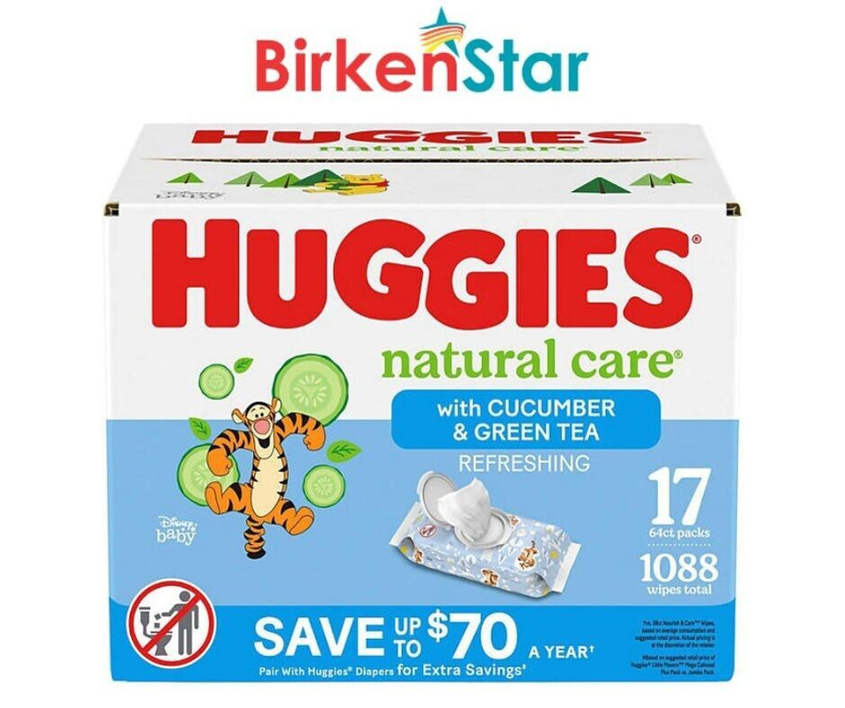 Huggies Natural Care, Refreshing Clean Baby Wipes, 17 Packs (1088 Ct.)