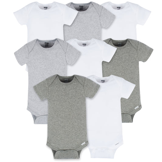 Brand Gender Neutral Short Sleeve Bodysuits, 8-Pack, Sizes Newborn - 12 Months