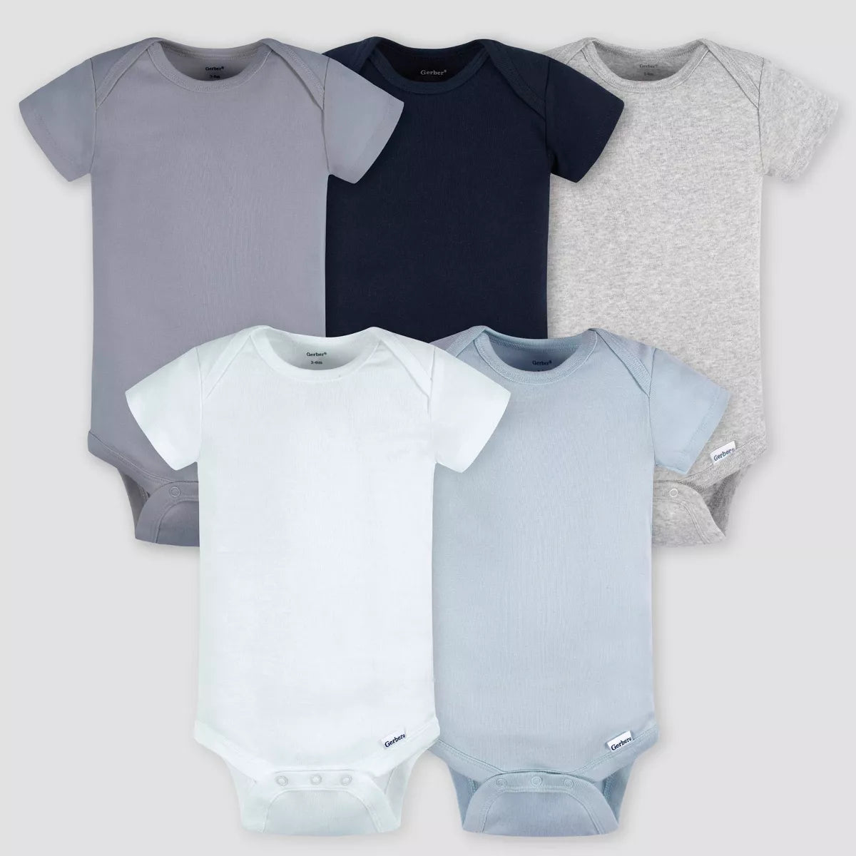 Gerber Baby 5Pk Tonal Short Sleeve Bodysuit