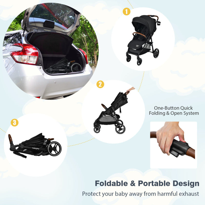 High Landscape Baby Stroller with Easy One-Hand Fold Design